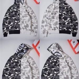 Bape grey and white Camo Zip Up Sweater